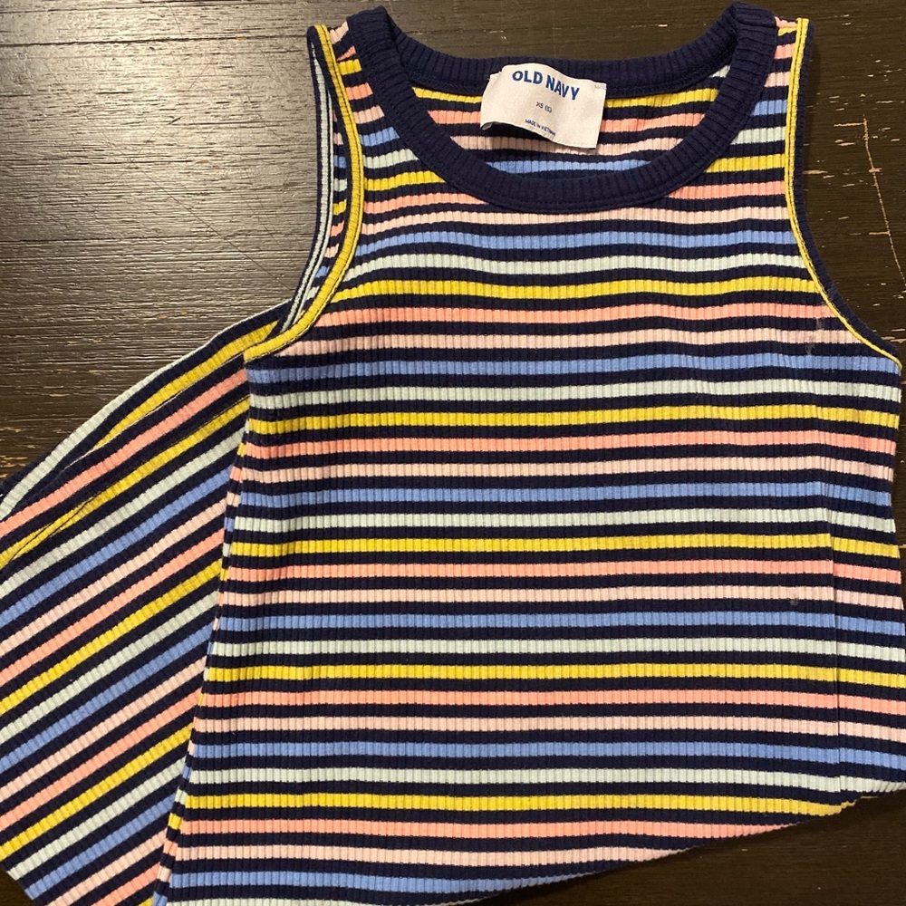 Old Navy long jersey colorful striped dress for girls